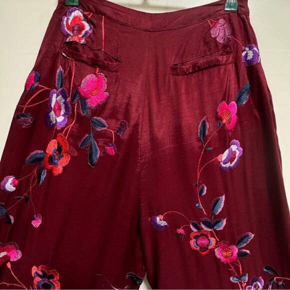 Free People Trousers Mimi Embroidered Floral Wide Leg US 6 NEW - Picture 5 of 16